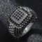 Exquisite Pave 18K White Gold Plated Black & White Cubic Zirconia Men Women Ring